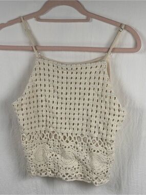 Love on a Hanger women’s Large Crochet  Halter Tank Top - Cream